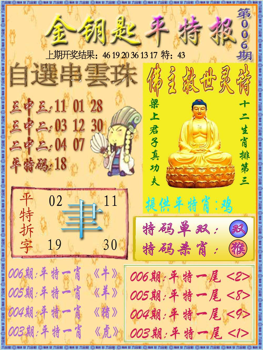 006期金钥匙平特报[图]