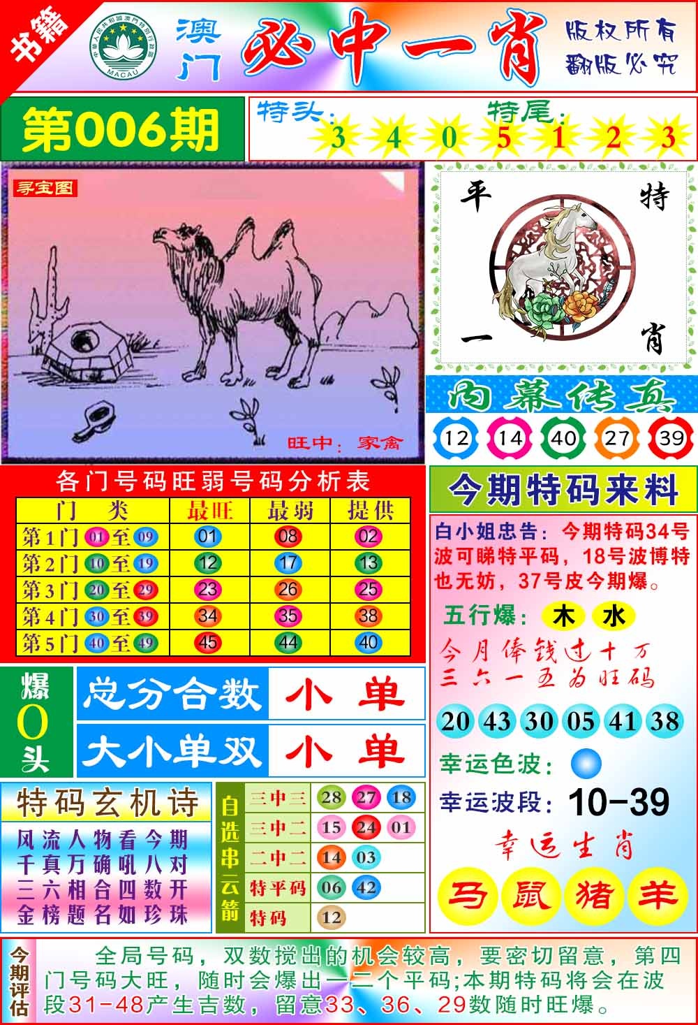 006期澳门玄机一特[图]