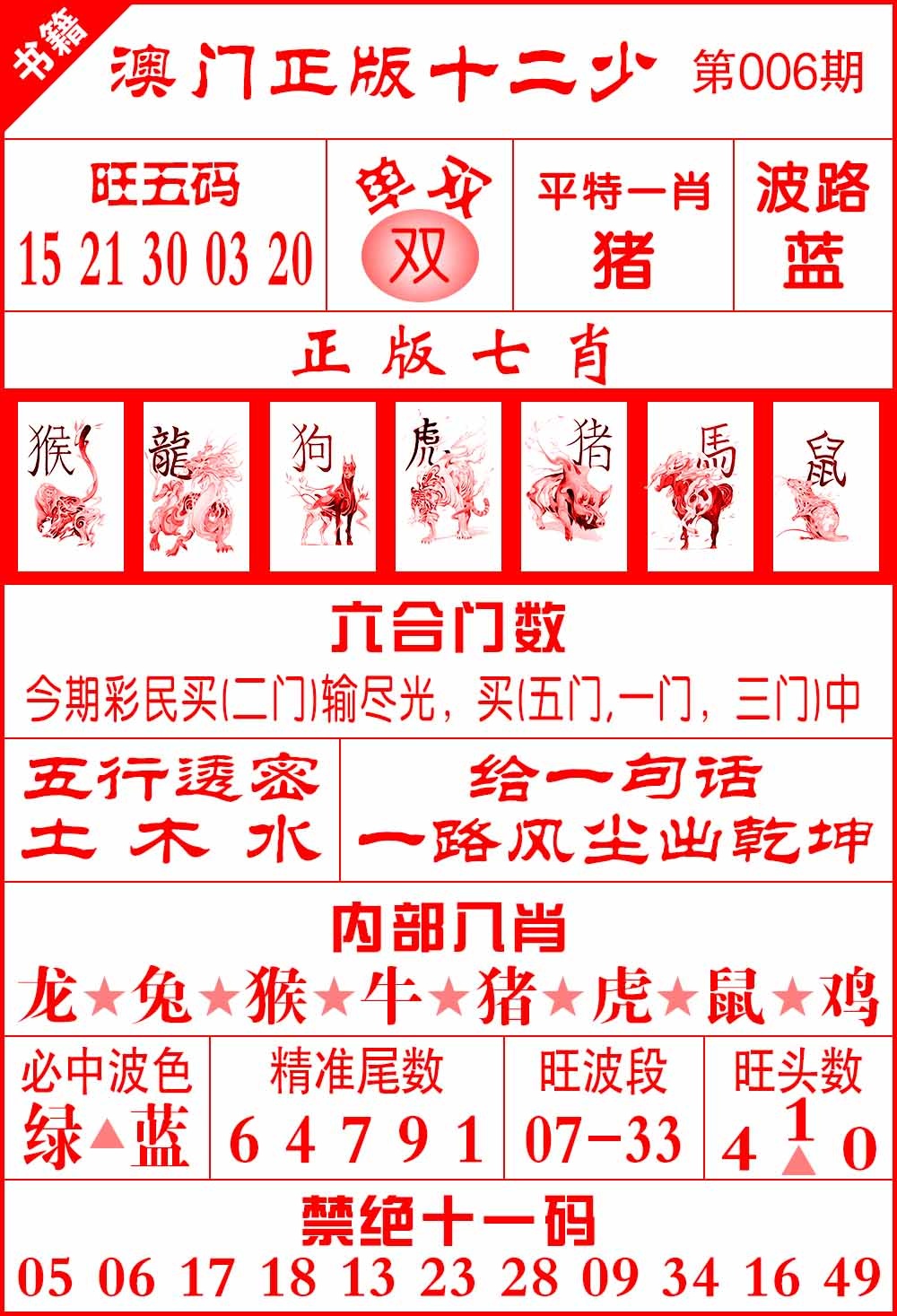 006期澳门十二少[图]