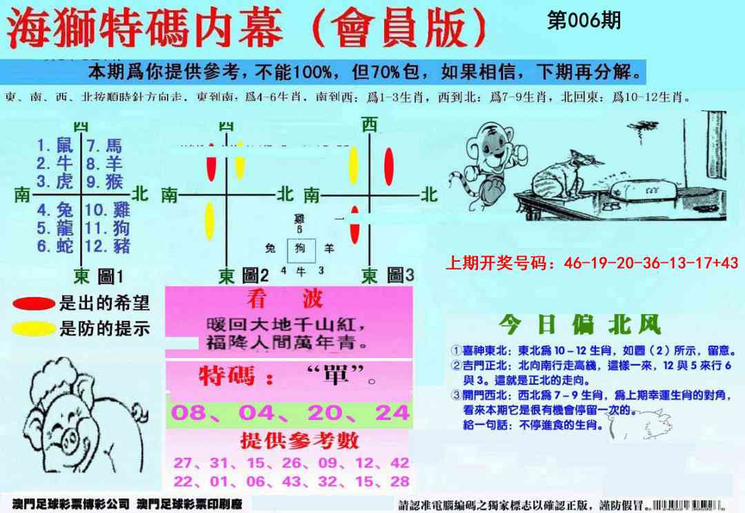006期另版海狮特码内幕报[图]