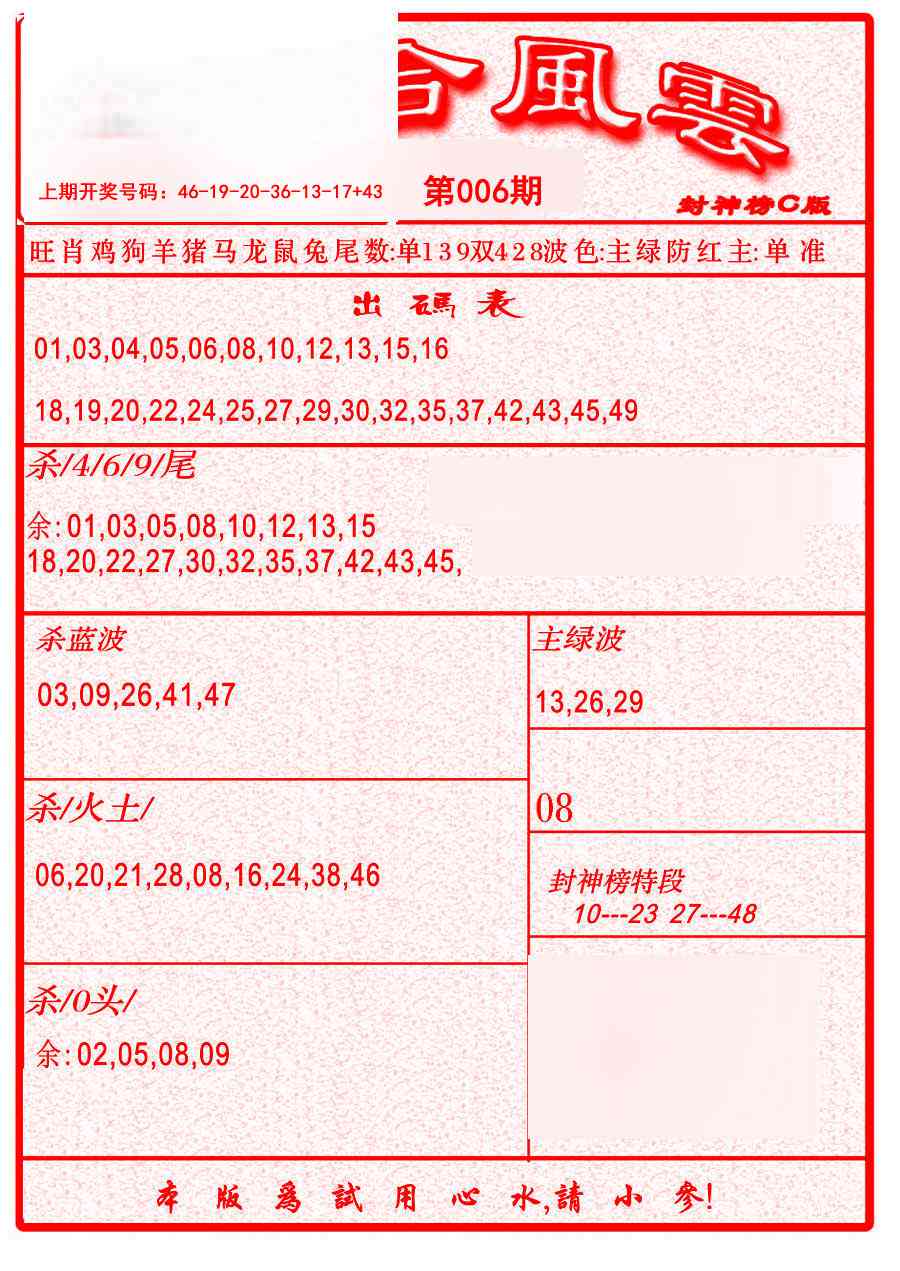 006期六合风云B[图]