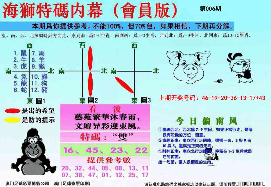 006期海狮特码会员报[图]