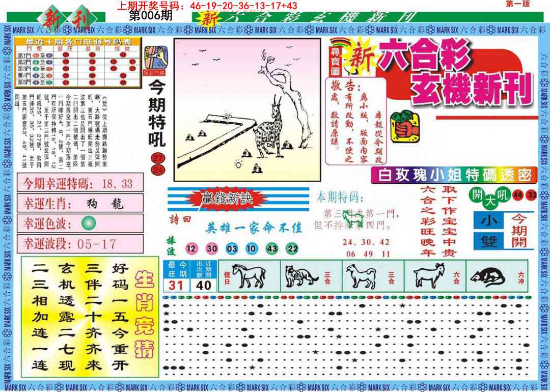 006期新六合彩特码新刊A[图]