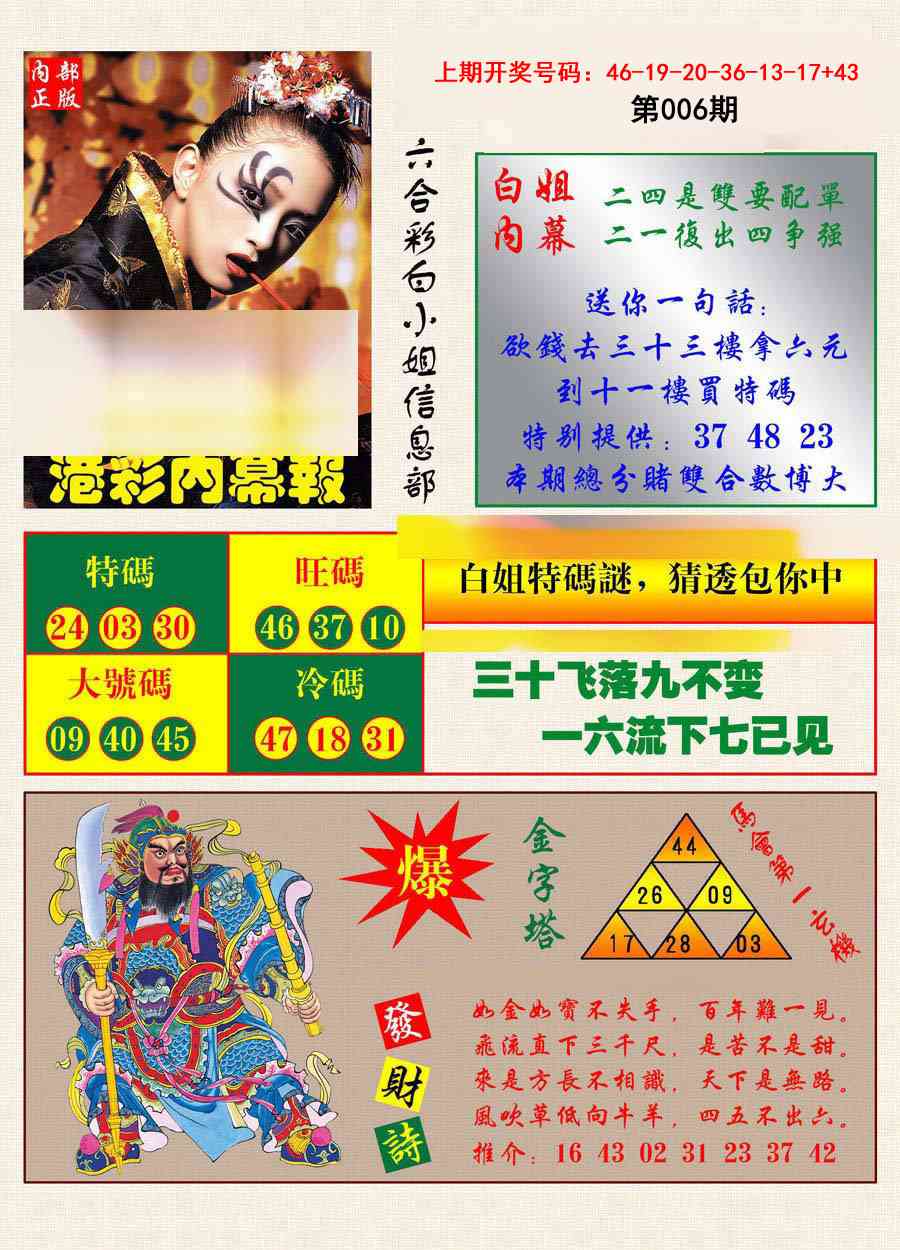 006期港彩内幕报[图]