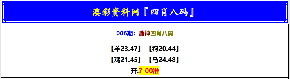 006期赌神四肖八码[图]
